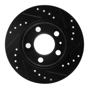Audi TT Quattro Brake Rotor (1) - Rear Left - R1 Concepts - Drilled & Slotted - Black - `01-`06